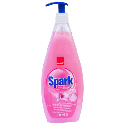 Detergent lichid de vase Sano Spark migdale, 700 ml, cu pompiță